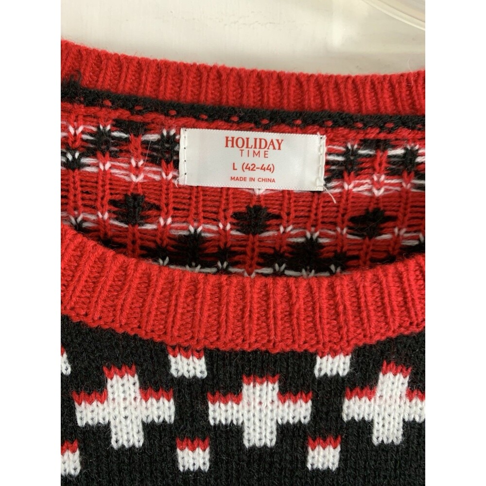 Holiday Time Ugly Christmas Sweater Men’s Size L Santa Pullover Shirt - Picture 5 of 7